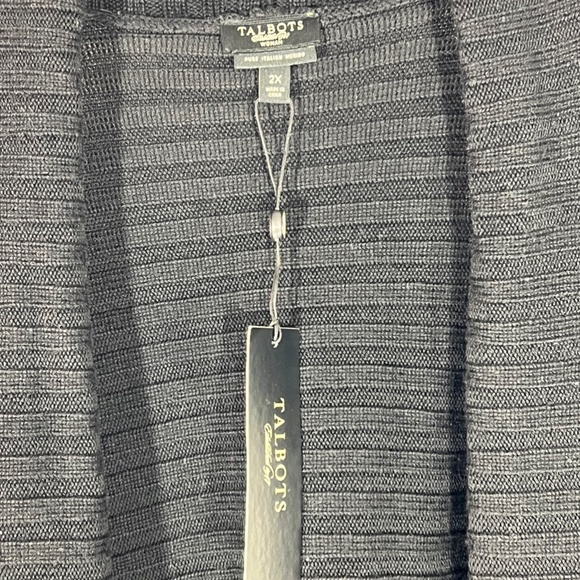 Talbots Woman Merino Wool Ribbed Shawl Sweater - Picture 6 of 11